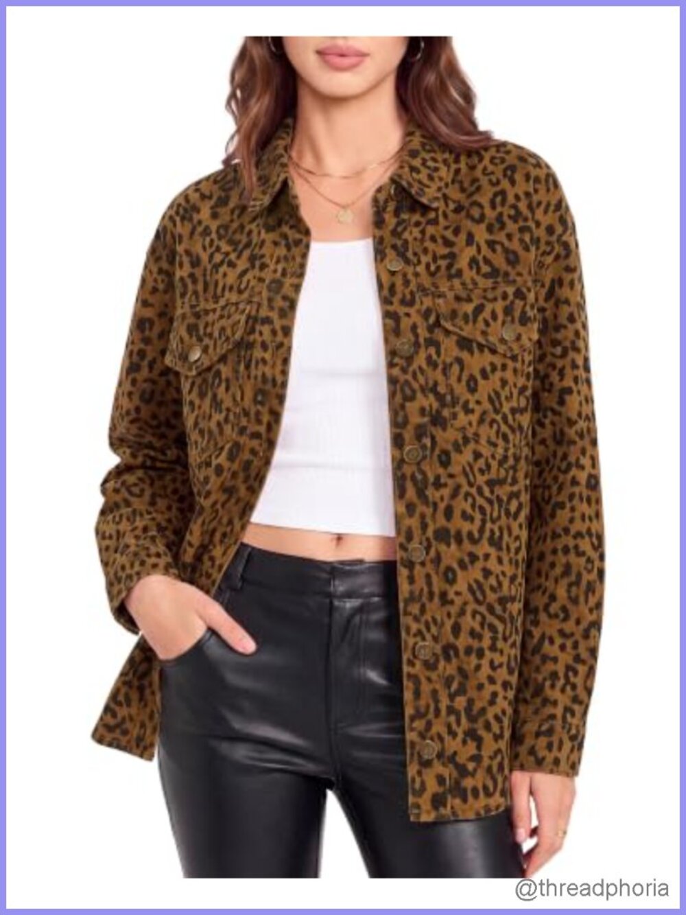 Oversized Leopard Print Denim Jacket Longline Cheetah Shacket